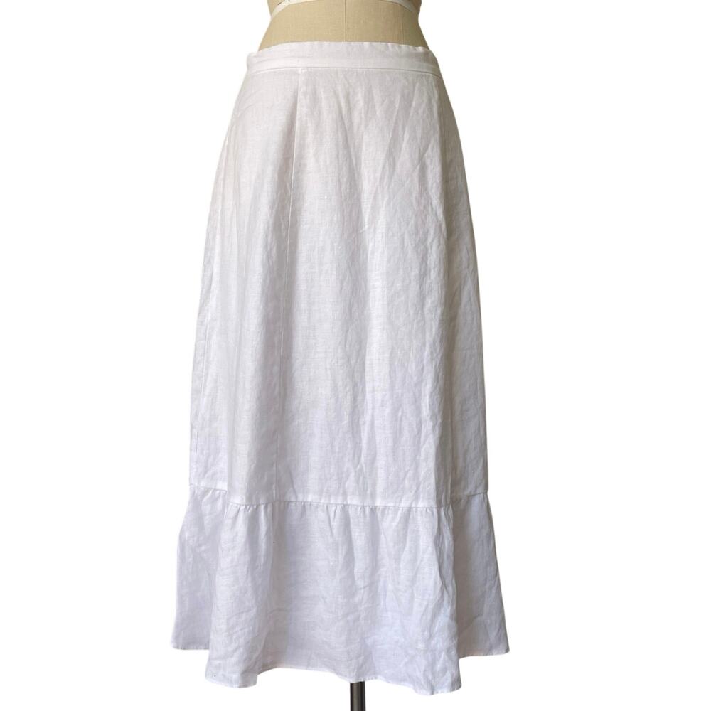 Wilford Linen Skirt Size 4 Beachy Coastal Minimalist Elegant White Prairie